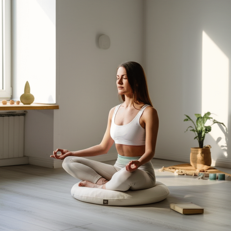 Método Espelho da Alma: Harmonia e Organização Mulher meditando em um ambiente organizado e sereno.