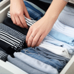 Mulher organizando gaveta de roupas com método dos 5 minutos